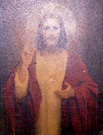 Painting of Christ with Right Hand Raised in Blessing