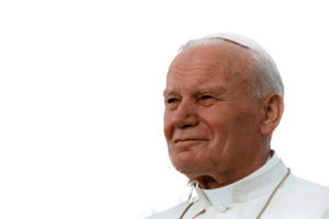 Saint Pope John Paul II file photo, adapted from image at archives.gov