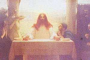Christ Breaking Bread, Photograph of Painting, adapted from image at loc.gov with credit to Detroit Publishing Co.