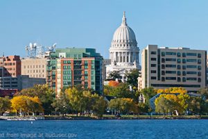 Madison, Wisconsin, Skyline From Water, adapted from image at huduser.gov