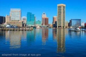 File Photo of Baltimore Skyline and Inner Harbor, adapted from image at epa.gov