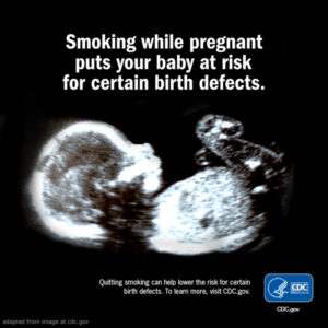 Ultrasound of Preborn Child in Womb with Anti-Smoking Message