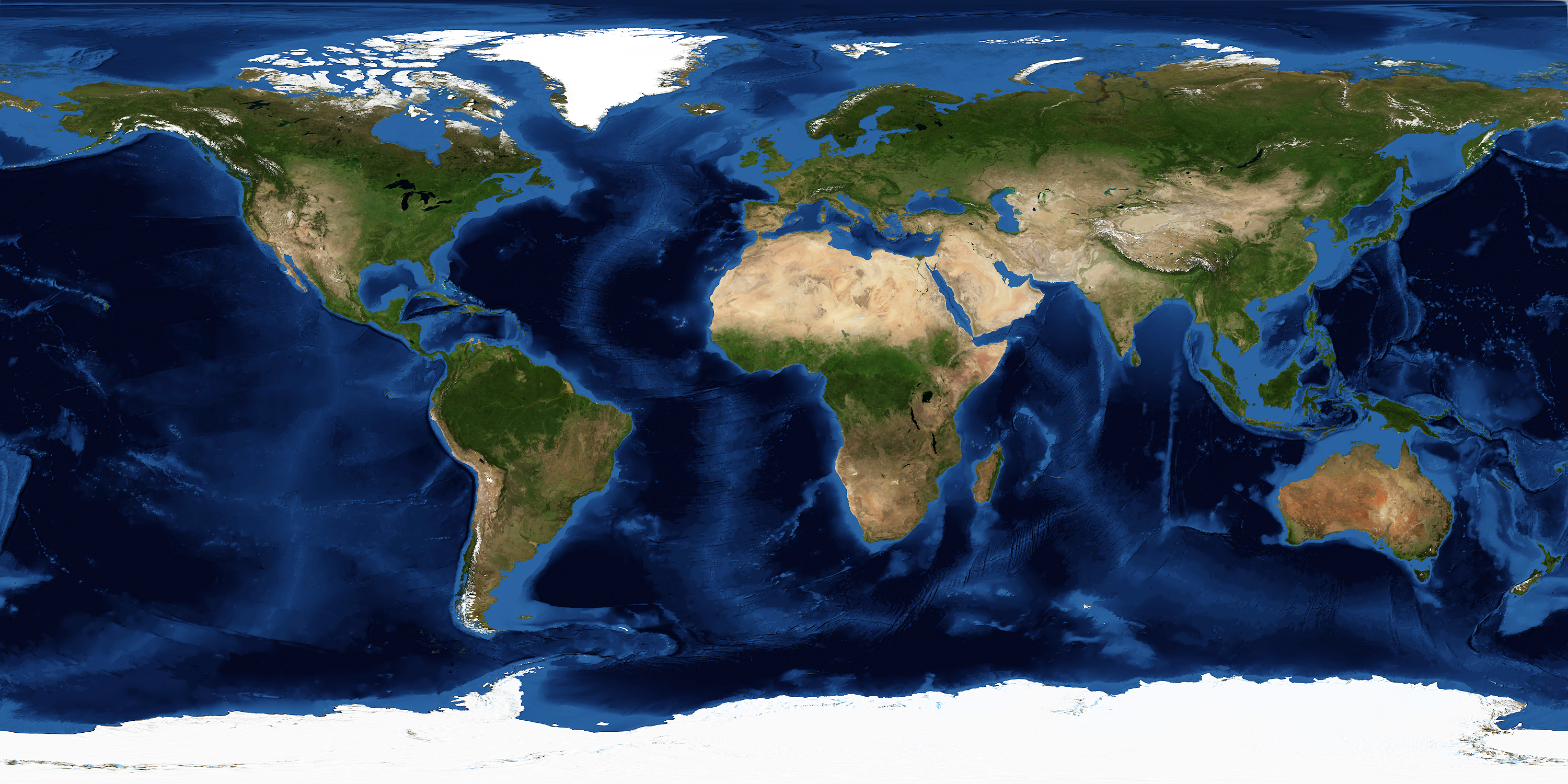 World Map,Projection Type, from Satellite Image