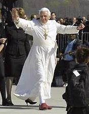 Pope Benedict XVI Waving Before Crowd