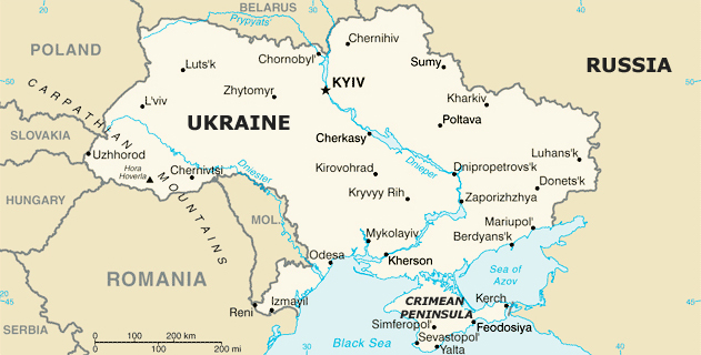 Map of Ukraine and Environs, Including Russia