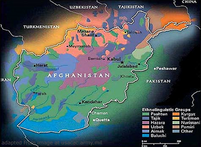 Afghanistan and Environs Ethnic Map