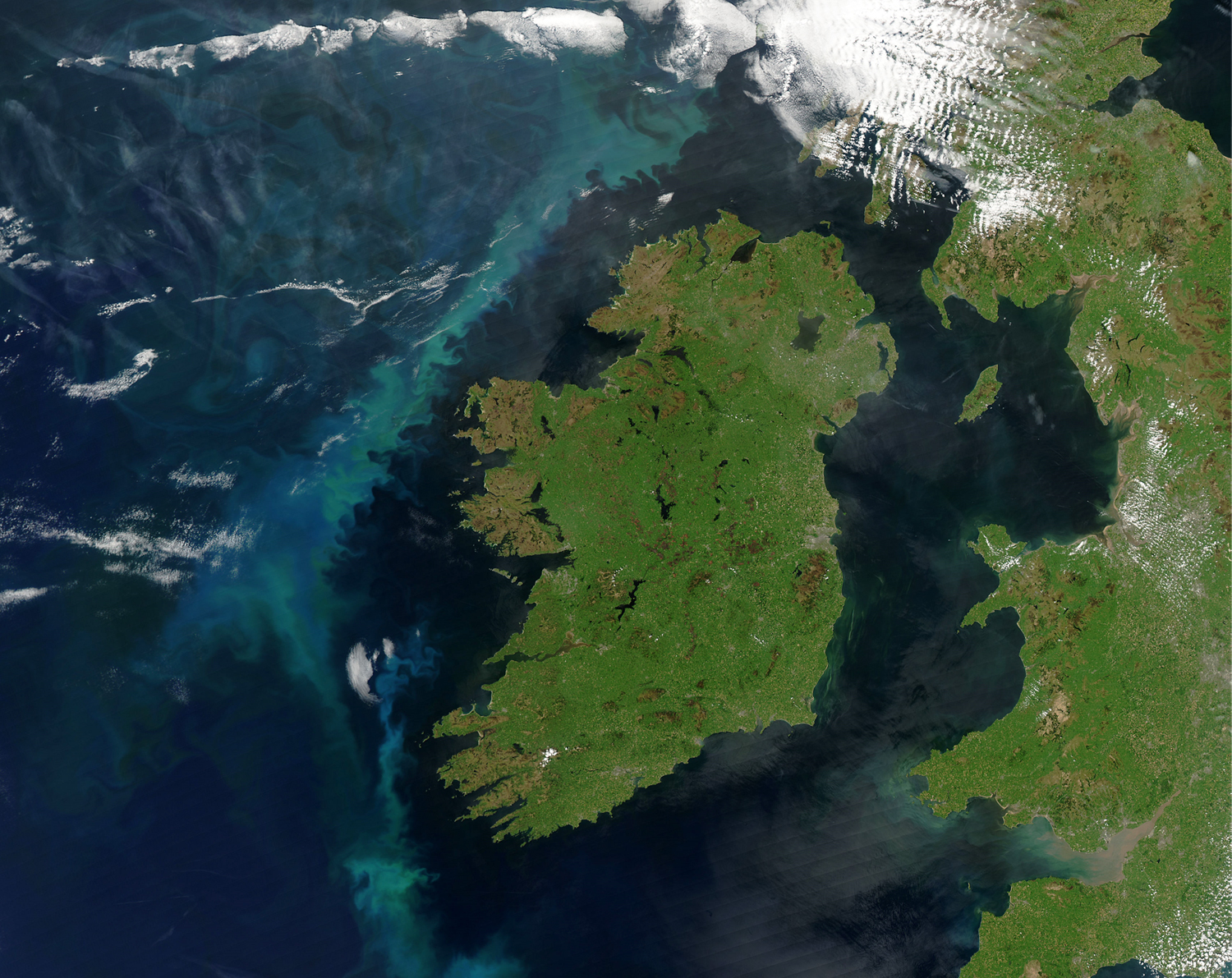 Ireland Satellite Image adapted from image at nasa.gov