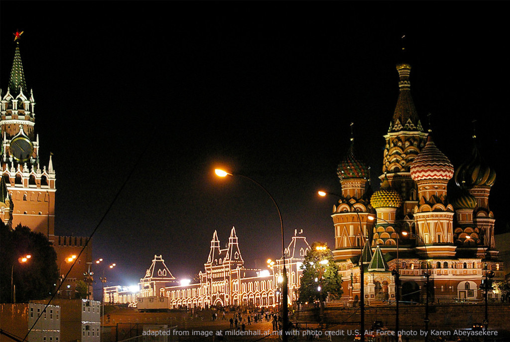 Kremlin, Saint Basil's and Red Square At Night, adapted from .gov image