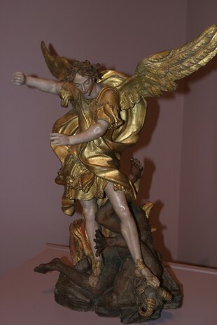 Statue of Saint Michael the Archangel Defeating Devil - adapted from image at marines.mil