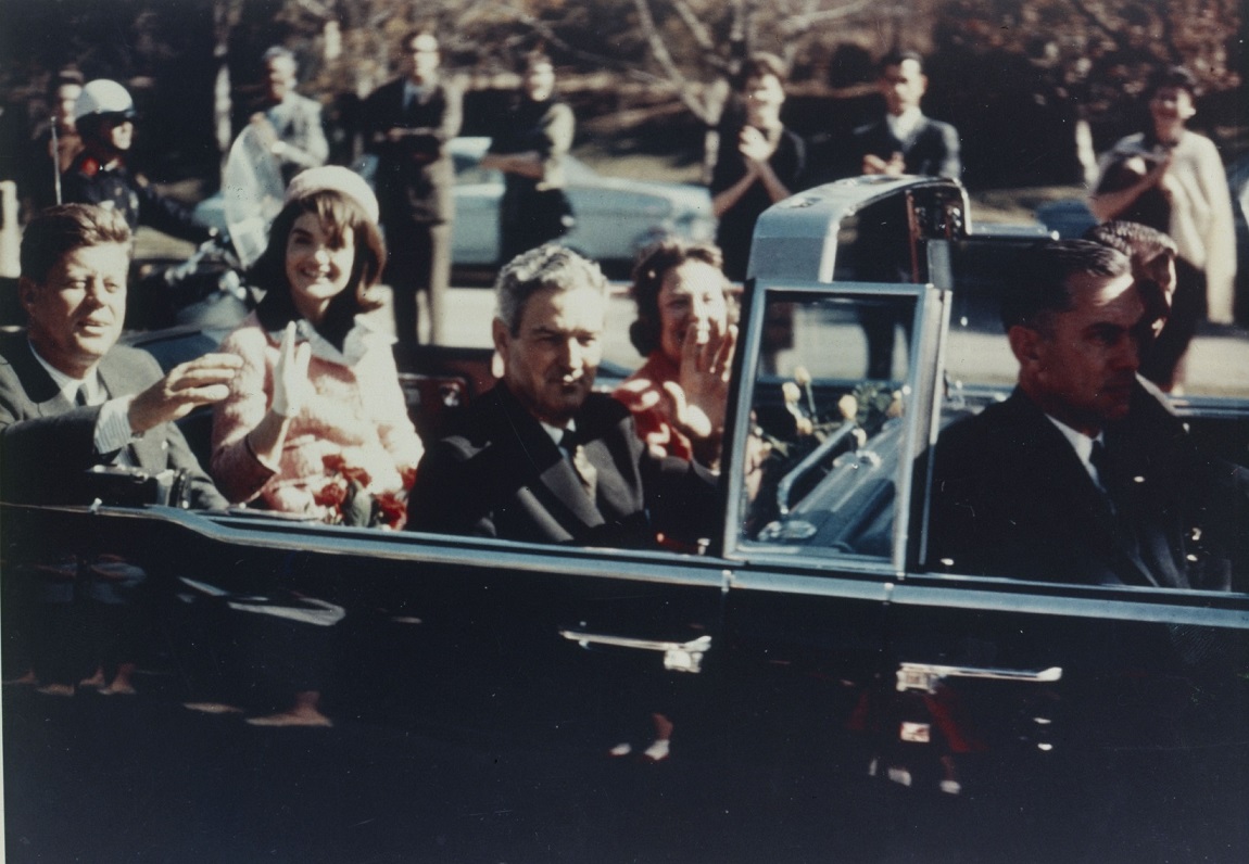 File Photo of John F. Kennedy Limousine in Dallas Motorcade in 1963, adapted from archives.org image
