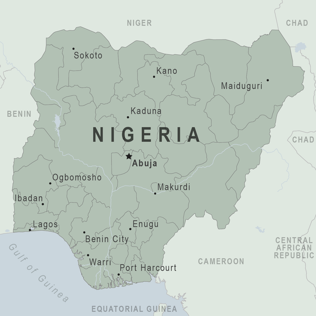 Nigeria Map, adapted from image at cdc.gov