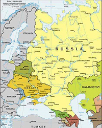 Map of Russia and Eastern European Environs