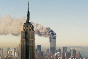 File Photo of Attack on 9/11 with portion of New York Skyline and Smoke Billowing From World Trade Center