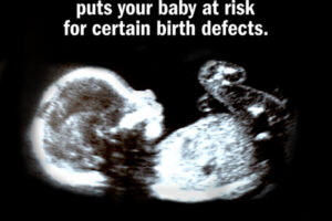 Sonogram of Preborn Child in Womb adapted from cdc.gov image; full image includes caption with anti-smoking message