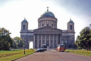 Primatial Basilica of the Assumption of the Blessed Virgin Mary and St Adalbert, also known as the Basilica of Esztergom, in Hungary; photo adapted from cia.gov image