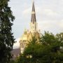 File Photo of Basilica of the Sacred Heart and Golden Dome at University of Notre Dame, with Trees in Foreground