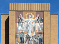 Library with Stone Mural of Christ with Biblical and Historic Figures
